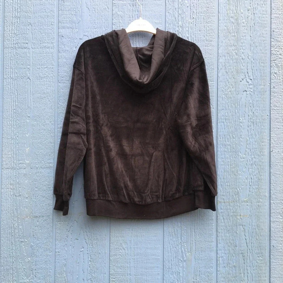 NEW Treasure & Bond Women's Size Medium Black Velour Treatment Hoodie Jacket - Picture 6 of 6